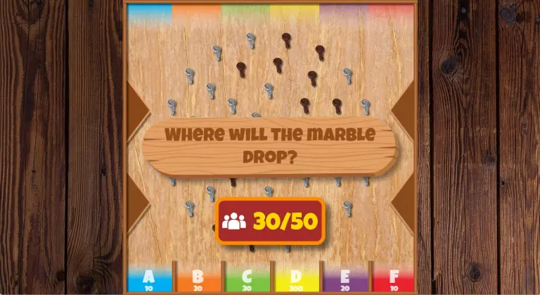 Marble Drop interactive trivia mini-game